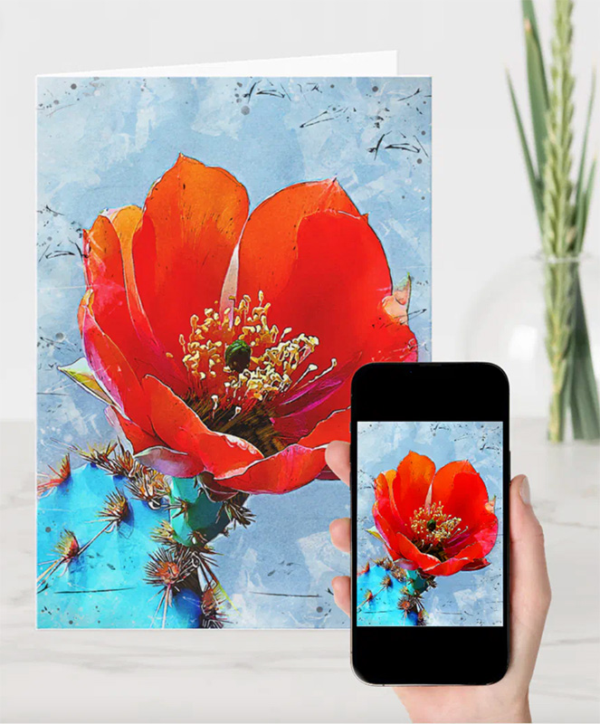 cactus flower in ink and watercolor